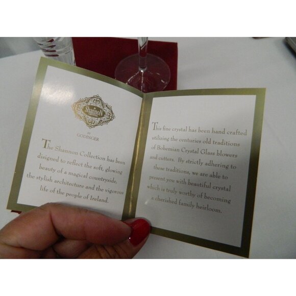 Shannon Crystal Godinger Champagne Flutes Set Of 2 In Red Satin-Lined Gift Box - Picture 9 of 14